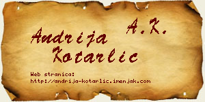 Andrija Kotarlić vizit kartica